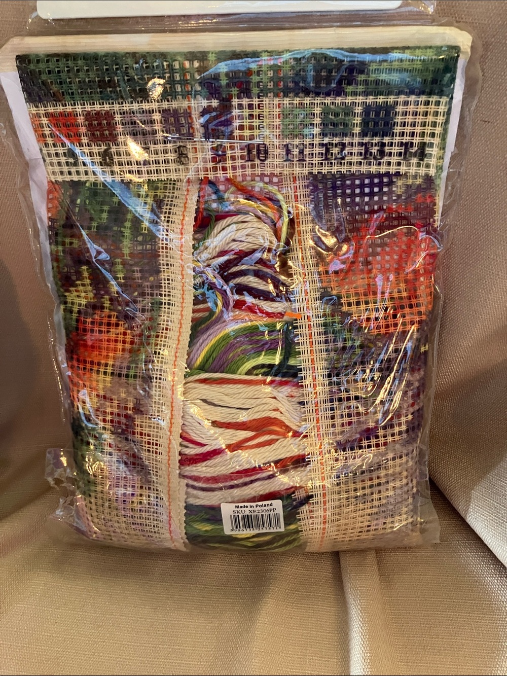 Floral Cross Stitch Cushion Cover Kit - Red & Purple - Picture 2 of 3
